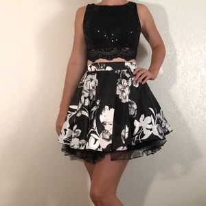 Short two piece homecoming/prom dress